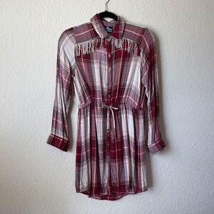Angie Women’s Plaid Button Front Shirt Dress Size Small